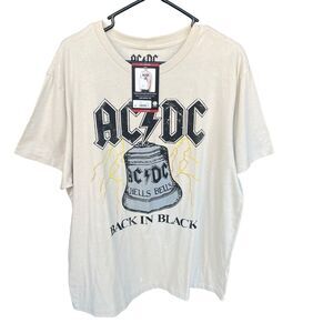 ACDC Shirt Men Extra Large XL Cream Band Tee Rock & Roll Angus Back in Black NEW